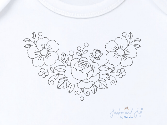 Blackwork Simple Rose Embroidery Border Review