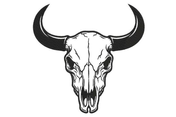 Bull Skull Embroidery Design for Etsy