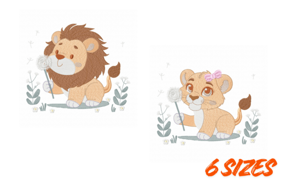 Embroidery Design of a Lion Couple
