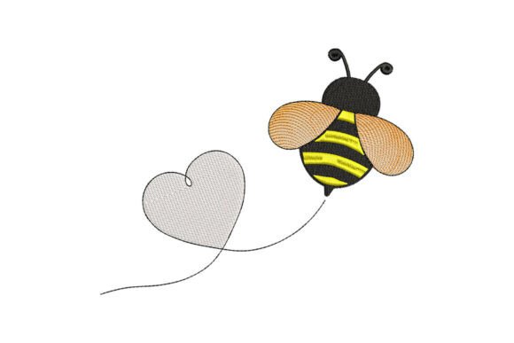 Flying Bee Heart Embroidery: A Sweet Stitch for Personalized Gifts