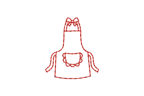 Kitchen Apron Outline Redwork Embroidery