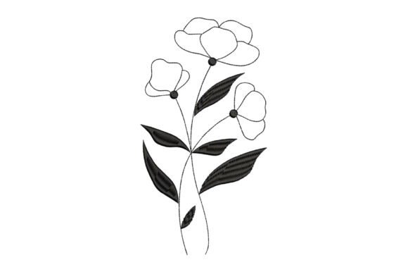 Line Art Flower Embroidery Design for Holiday Projects