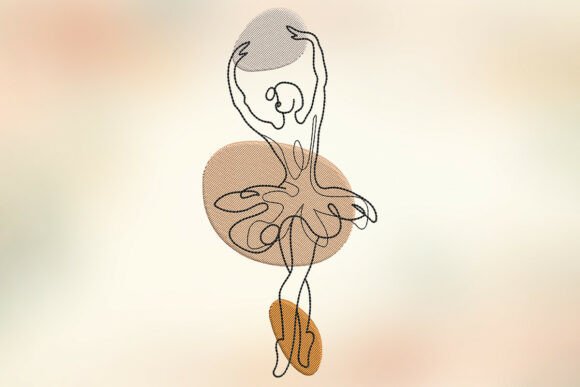One Line Art Ballerina Embroidery