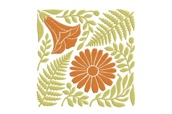 Orange Flowers Embroidery Design for Seasonal Sales
