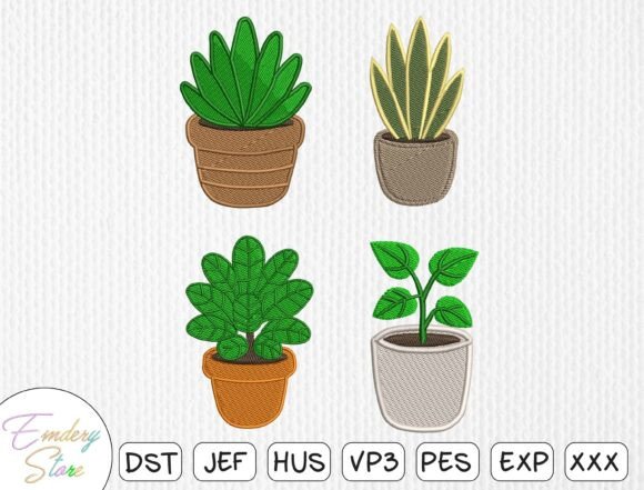 Potted Plant Embroidery Design Set Review