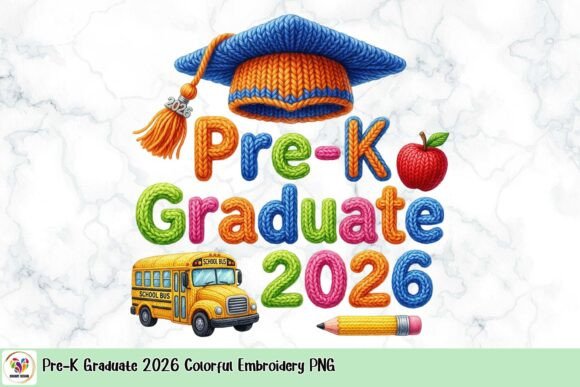 Pre-K Graduate 2026 Colorful Embroidery PNG