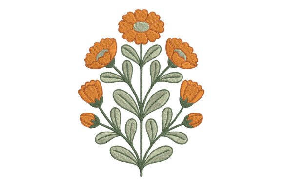 Review: Embroidery Orange Wildflower Design for Etsy