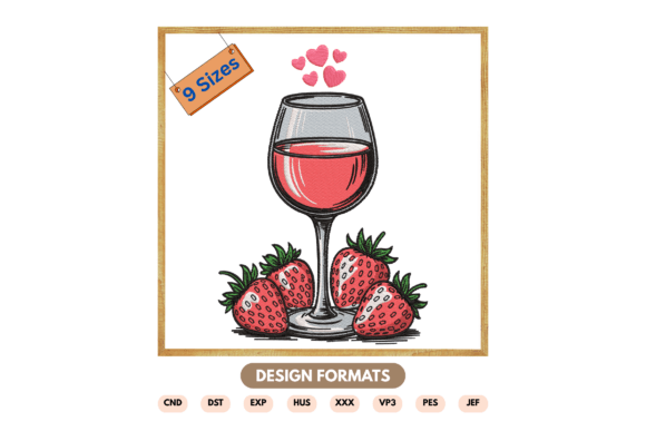 Strawberry Wine Glass Embroidery Design Review