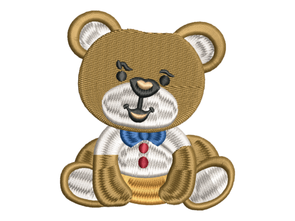 Teddy Bear with Bow Tie Embroidery